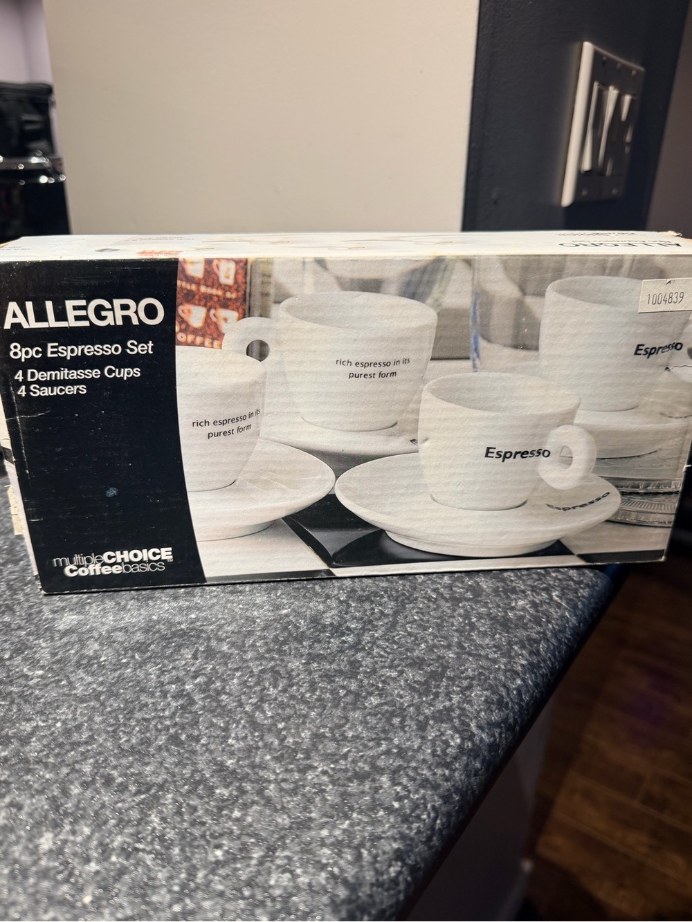 Espresso White Allegro 8pc Espresso Cup and Saucer Set
